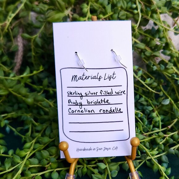 Ruby Dangle Earrings - Semi-Precious Ruby, Labradorite & Carnelian - Picture 9 of 10